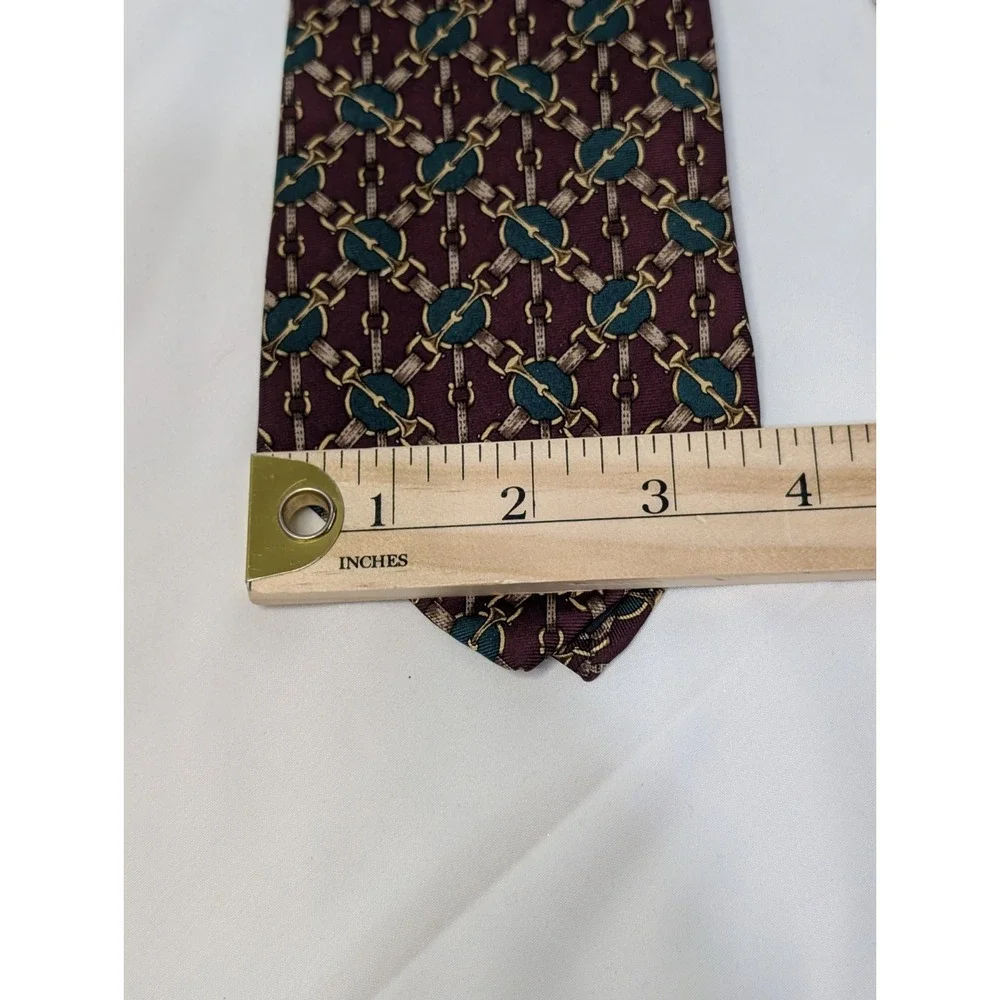 Vintage Brooks Brothers Makers Silk Tie Equestrian Horse Bit Burgundy USA Made
